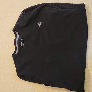 Express Waffle Men's Black Long Sleeve Crew Neck Pullover Shirt, Size Large (L)